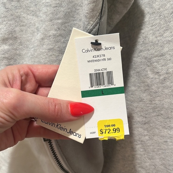 Calvin Klein NWT Sweatshirt WHITE WASH heather Denim Active Activewear Large L - Picture 7 of 10